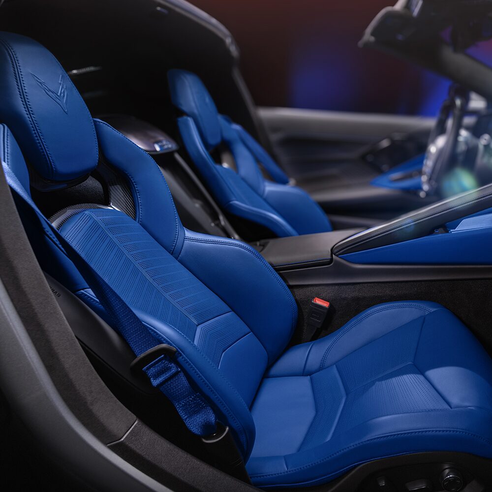 2026 Chevy Corvette Z06 Interior in Santorini Blue with Jet Black