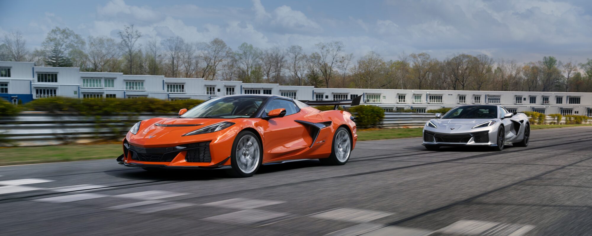 Two 2026 Chevy Corvette ZR1Xs Driving on a Racetrack