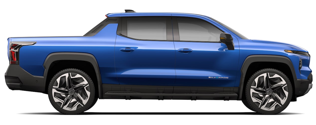 A blue Silverado EV