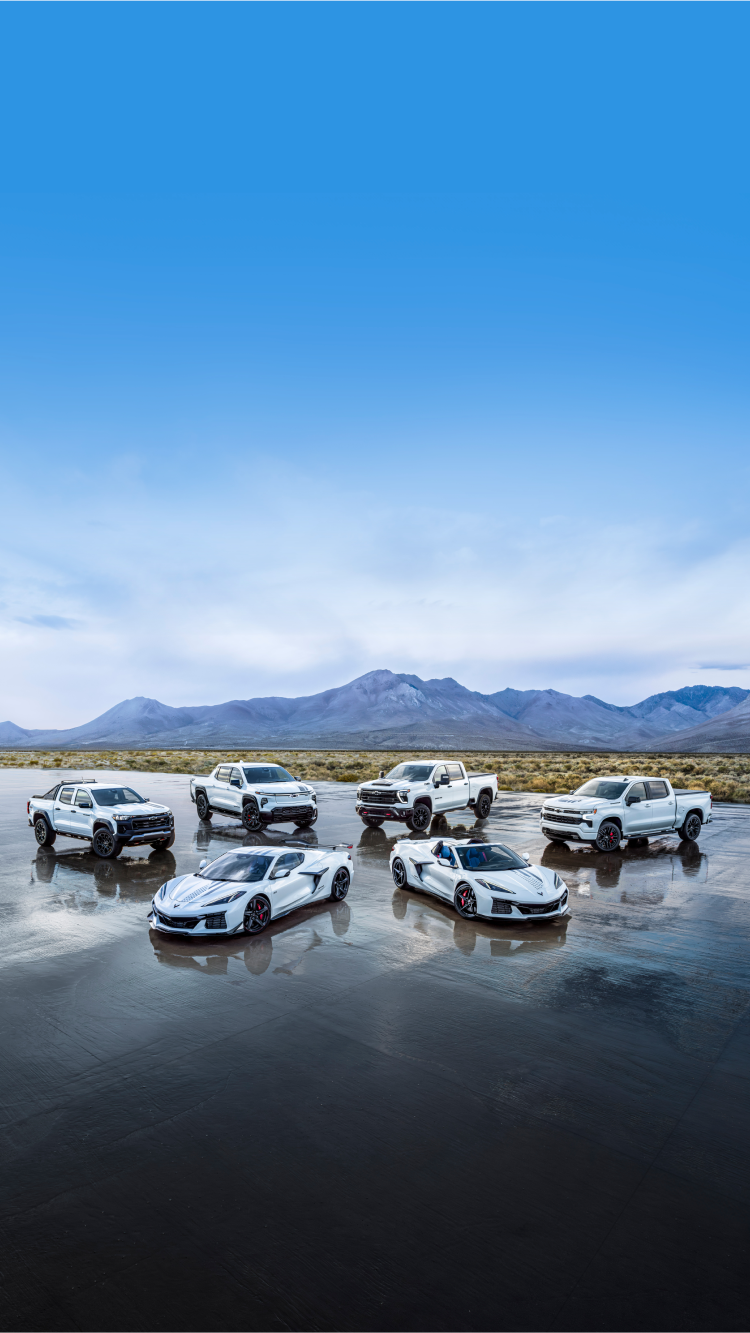 A Pack Shot of 2026 Chevrolet Trucks and Corvettes