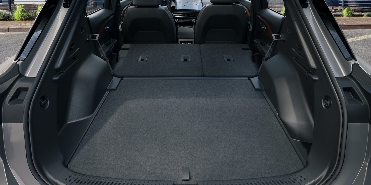 Second Row Folded Down in the Trunk of the 2026 Chevy Equinox EV