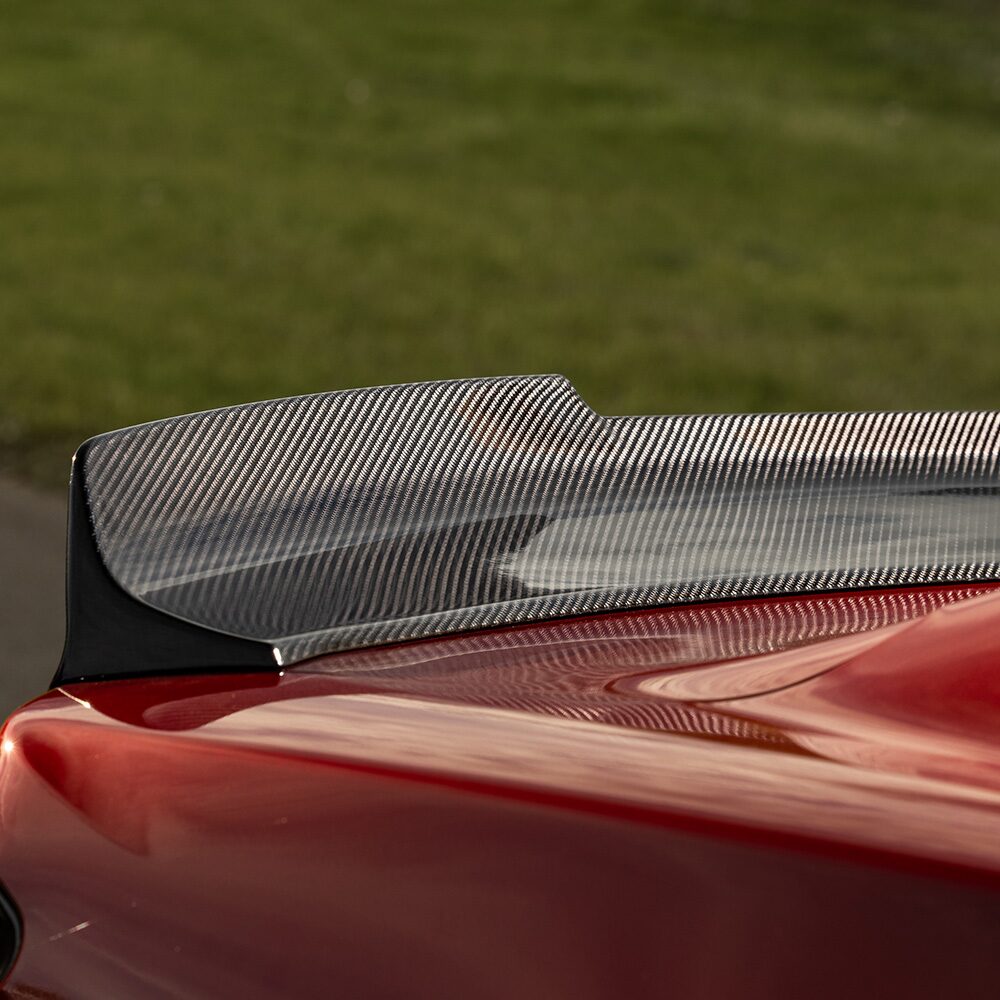 Close-up of the Red Chevrolet Vehicle Rear End Spoiler