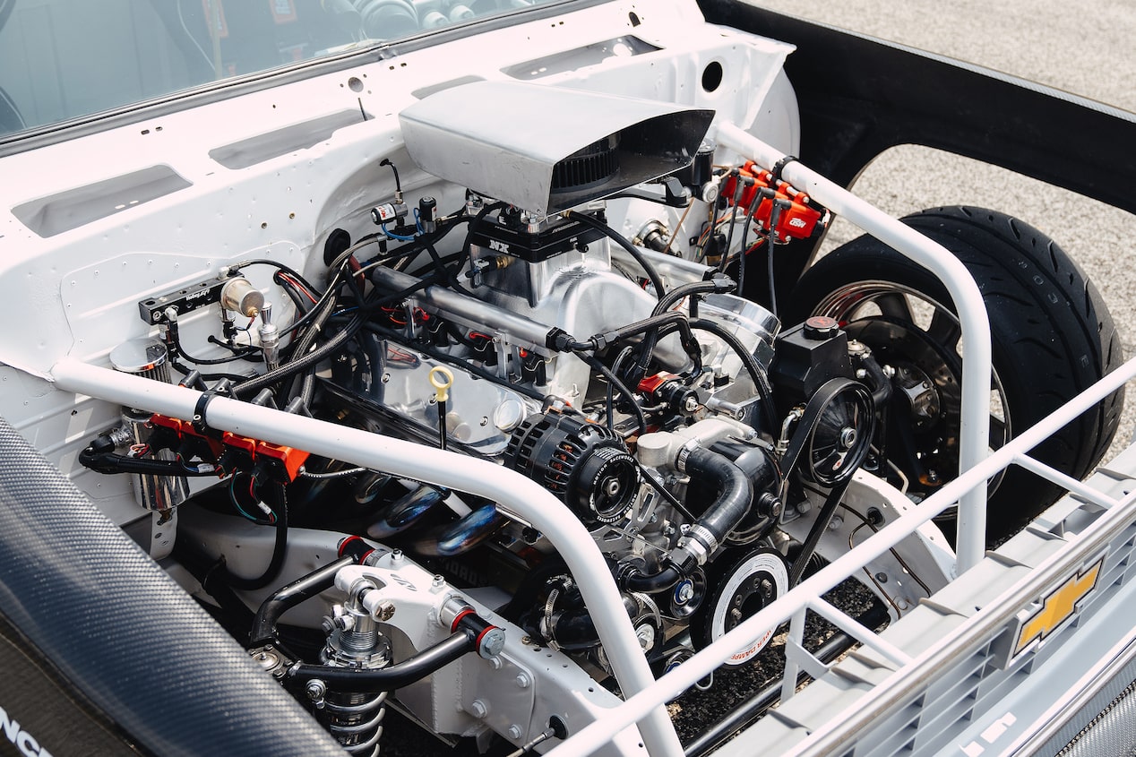 Bird's Eye View of an LSX Cast Iron Cylinder Block inside a 1987 Chevy R10