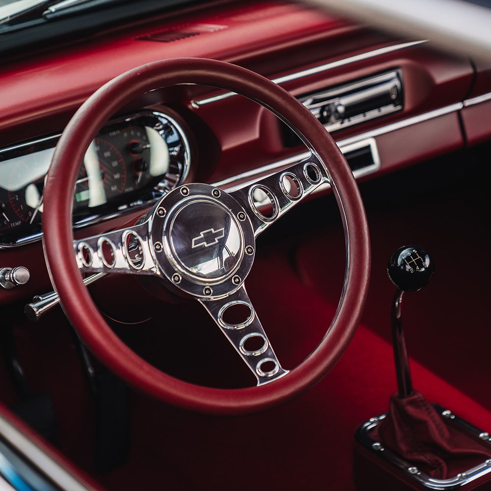 Bird's Eye View of the Steering Wheel in a 1964 Chevy Nova II
