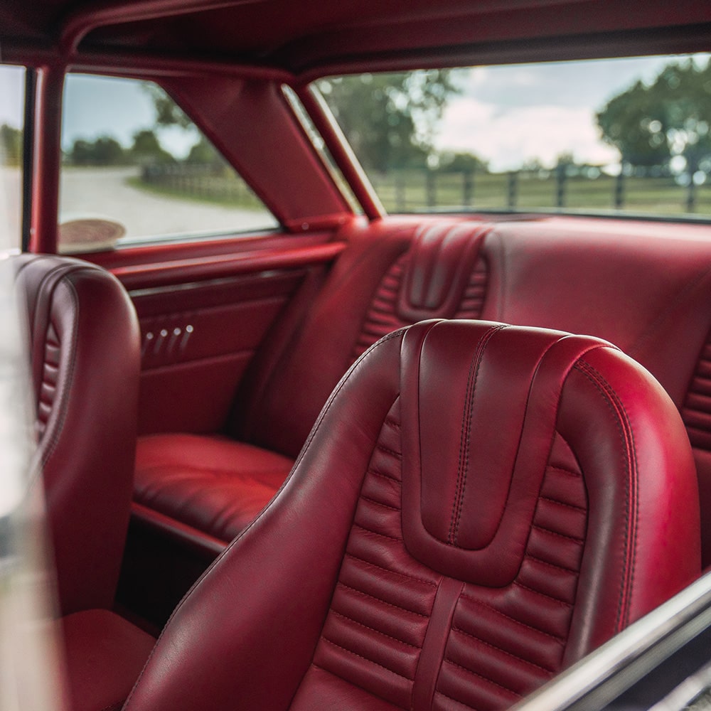 Close Up View of the Red Interior in a 1964 Chevy Nova II
