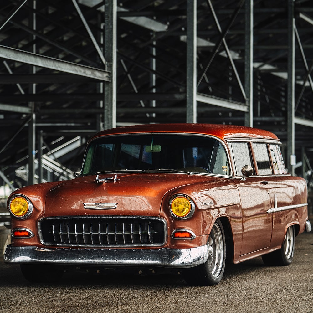 Left Side View of a Grey 1969 Chevy Corevette