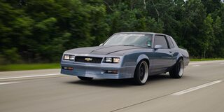 Front Left View of Grey 1988 Monte Carlo SS
