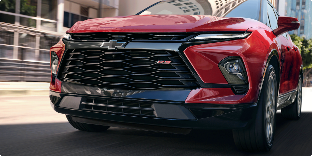 Front Grill of 2026 Red Chevy Blazer