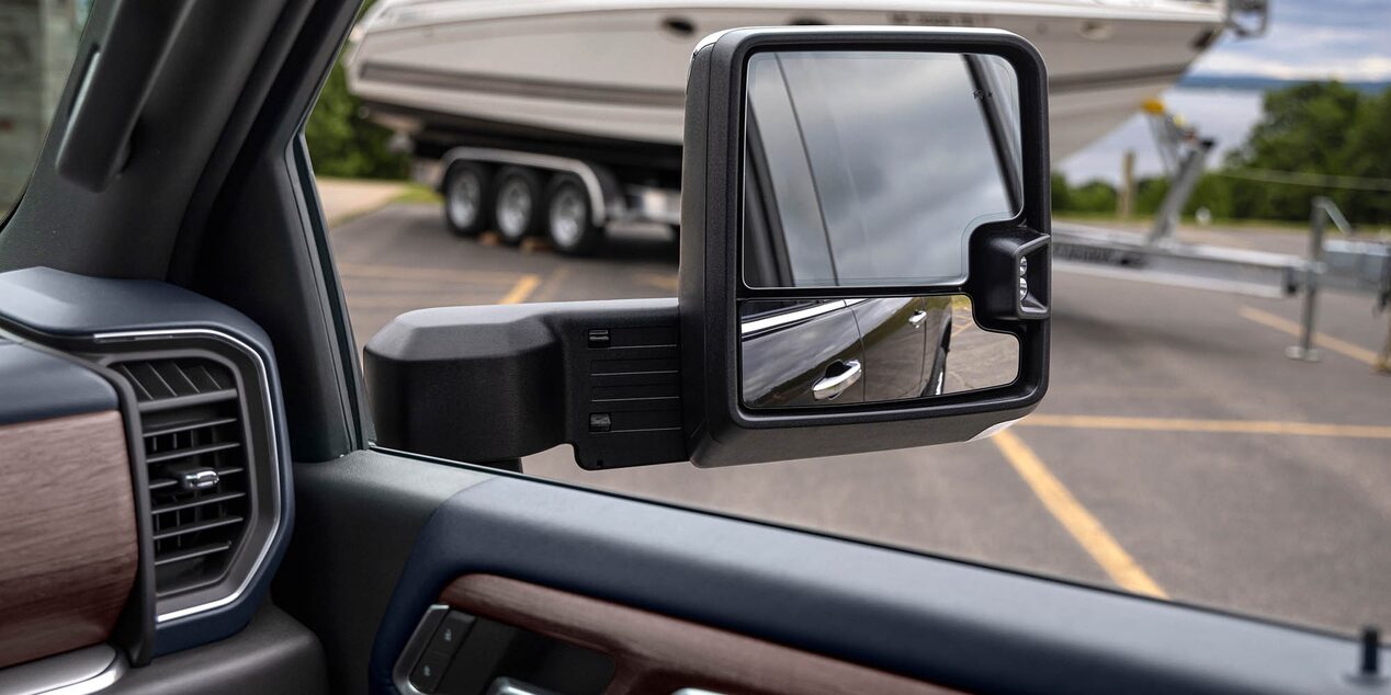 Available power-folding and extending outside rearview mirrors.