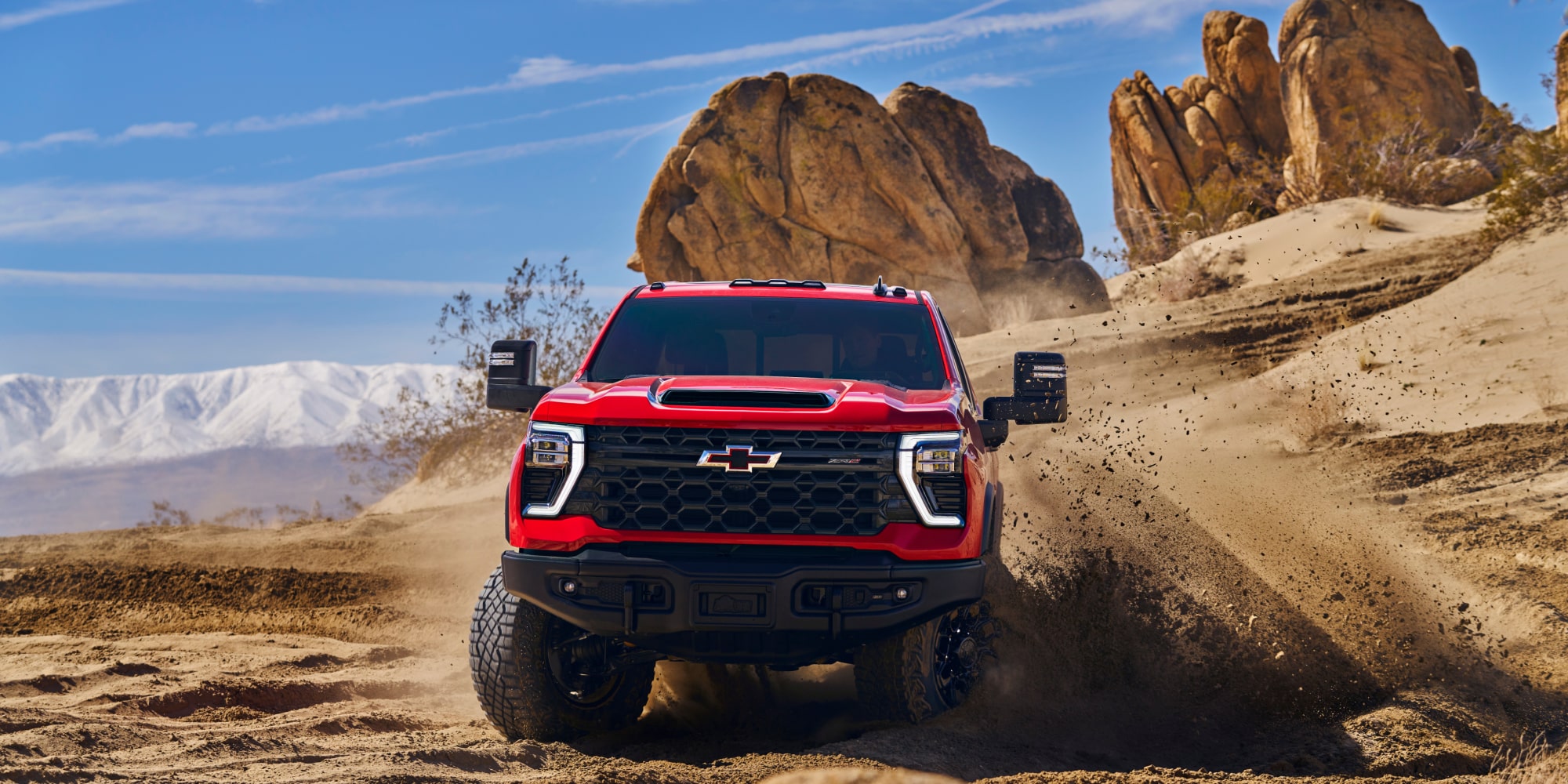 2026 Silverado HD Driving Through Sand