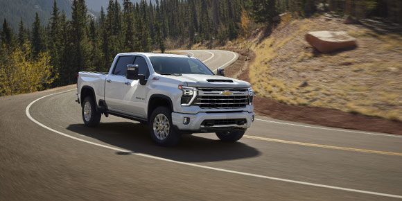 2026 Silverado HD Z71 Chrome Sport Edition Driving on a Desert Road