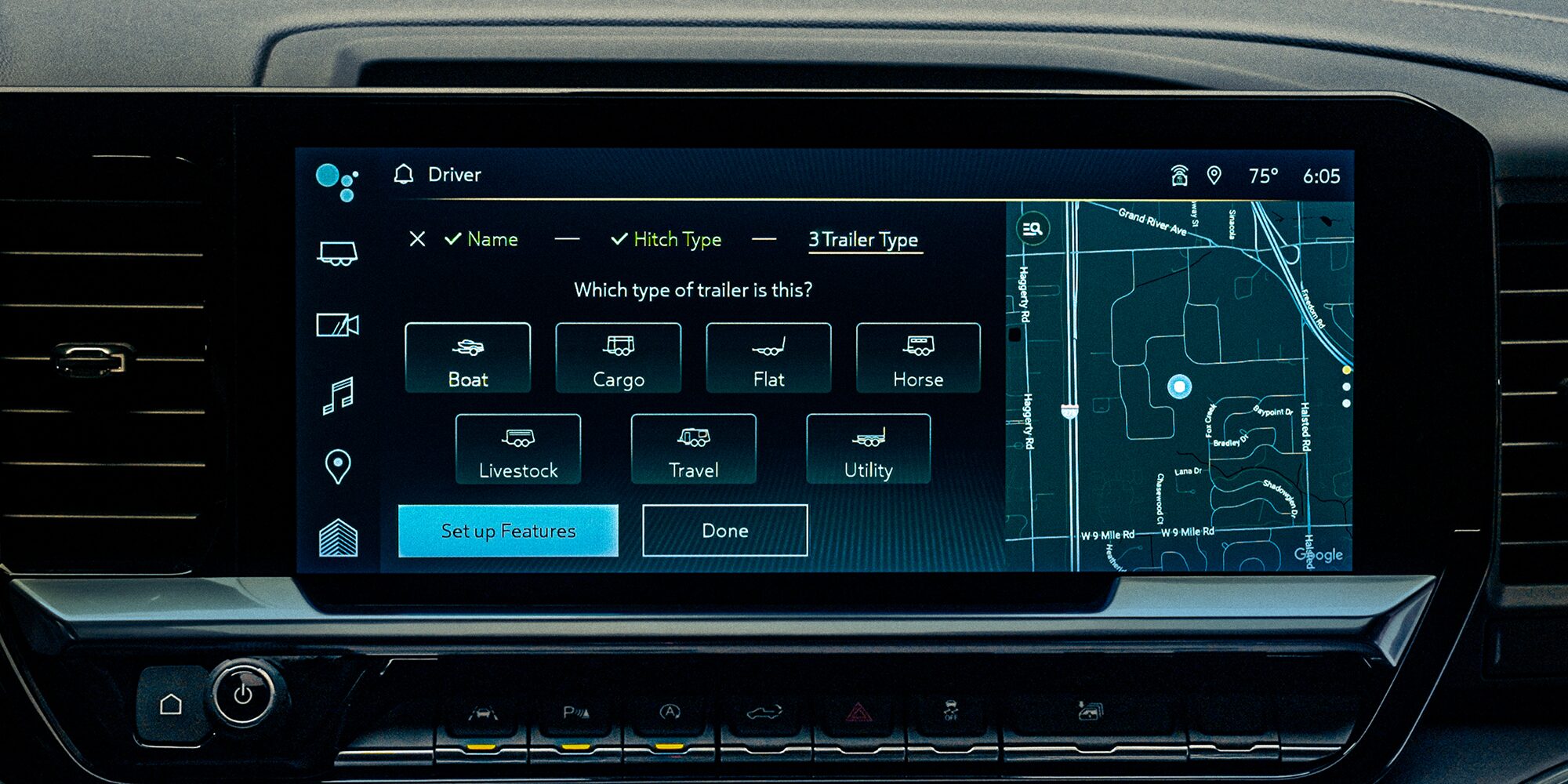 View of the In-Vehicle Trailering App in the 2026 Chevy Silverado HD