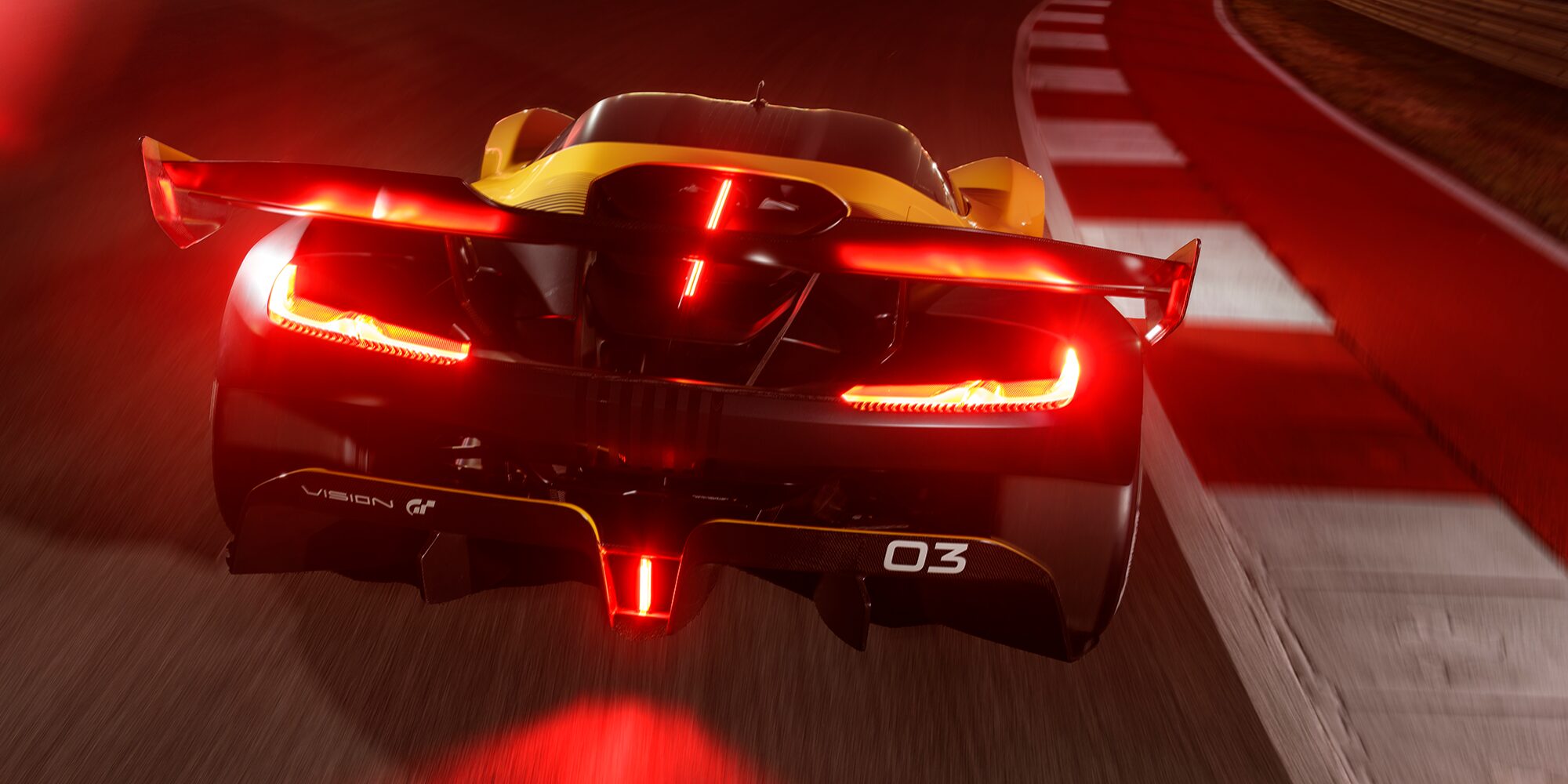 View of the 2026 Corvette CX.R Racing Down a Track at Night