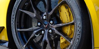 Close-Up of a Rim and Wheel on a Yellow 2026 Corvette