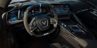 Close-Up View of the Steering Wheel Inside the 2026 Chevy Corvette