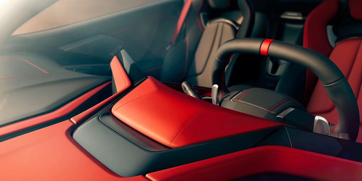 View Above the Steering Wheel Inside the 2026 Corvette