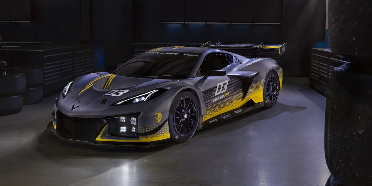 Front Drivers Side of GT3 Corvette in Dark Environment