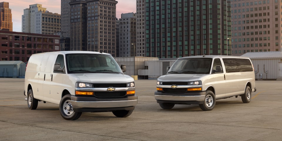 2024 Chevrolet Commercial Vans at Dusk