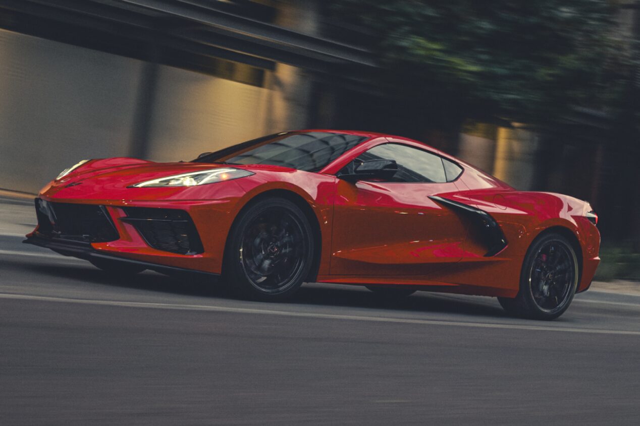 A Red Corvette Stingray on a City Street