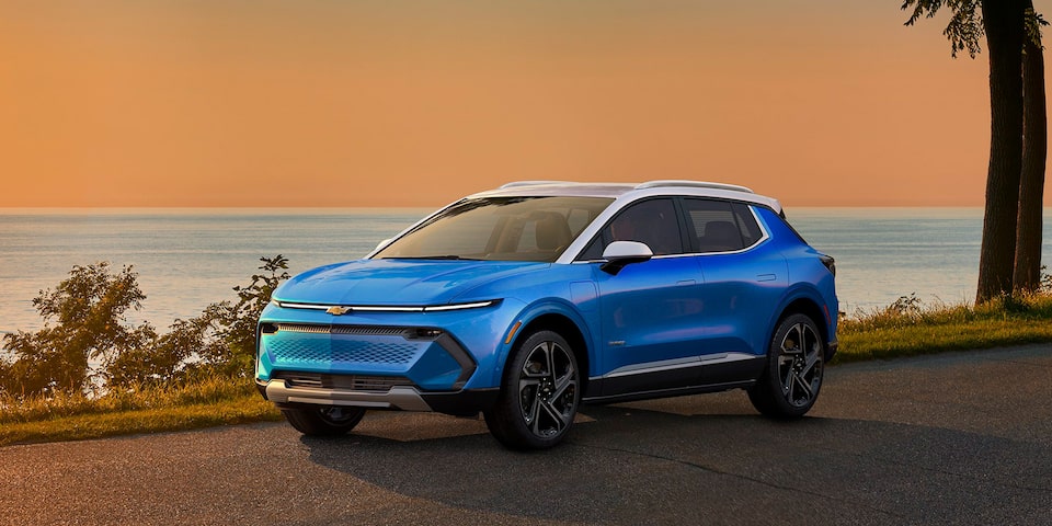 Chevy Blazer EV Parked at Sunset by a Lake
