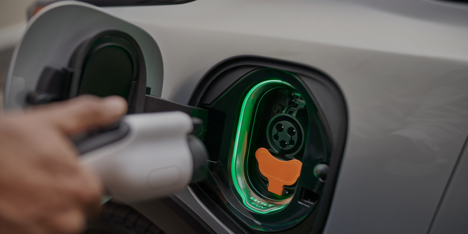 Close up of Chevy bolt EV charge port