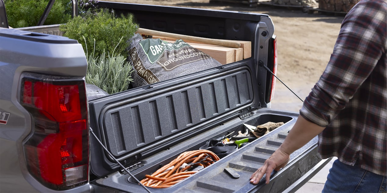 2025 Chevy Commercial Colorado Truck Bed Storage Compartments With Landscaping Tools