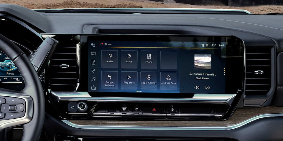 Interior Infotainment System Touchscreen Inside the 2025 Chevy Silverado 3500 HD Chassis Cab