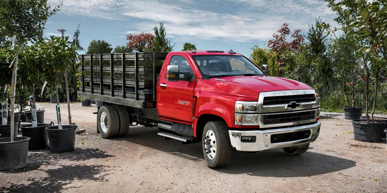 2025 Chevy Silverado Medium Duty Chassis Cab Hauling Trees From a Plant Nursery