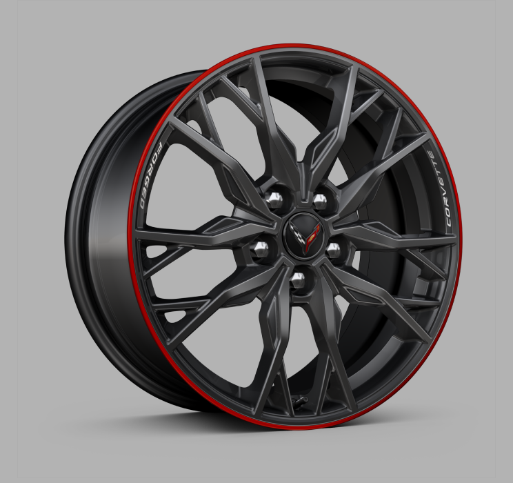 Black Rims with Red Detailing for the 2025 Corvette Stingray