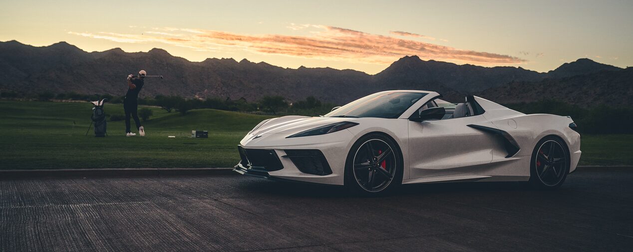 2025 Corvette Stingray Parked at a Golf Driving Range