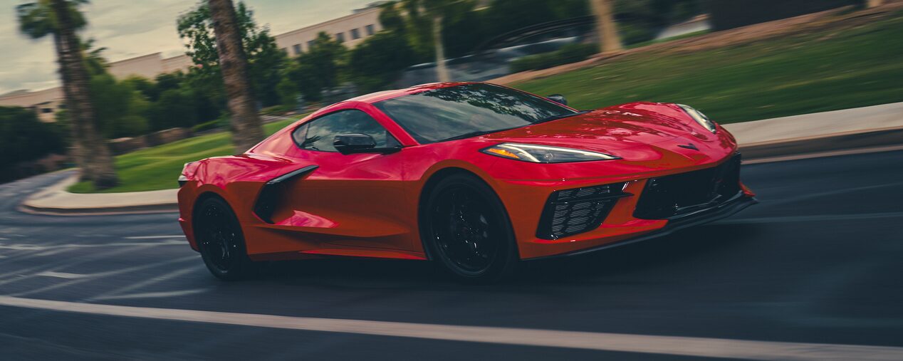 2025 Corvette Stingray Driving Down a City Road