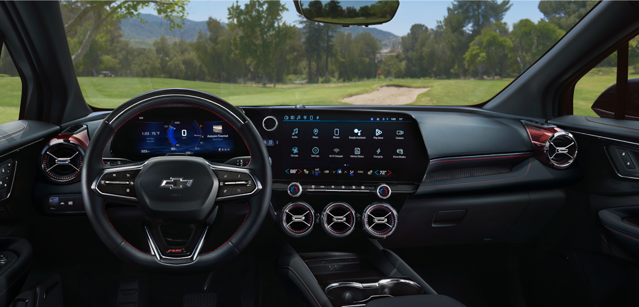 Front Seat View of the Full Display Panel and Dashboard of the 2025 Chevy Blazer EV