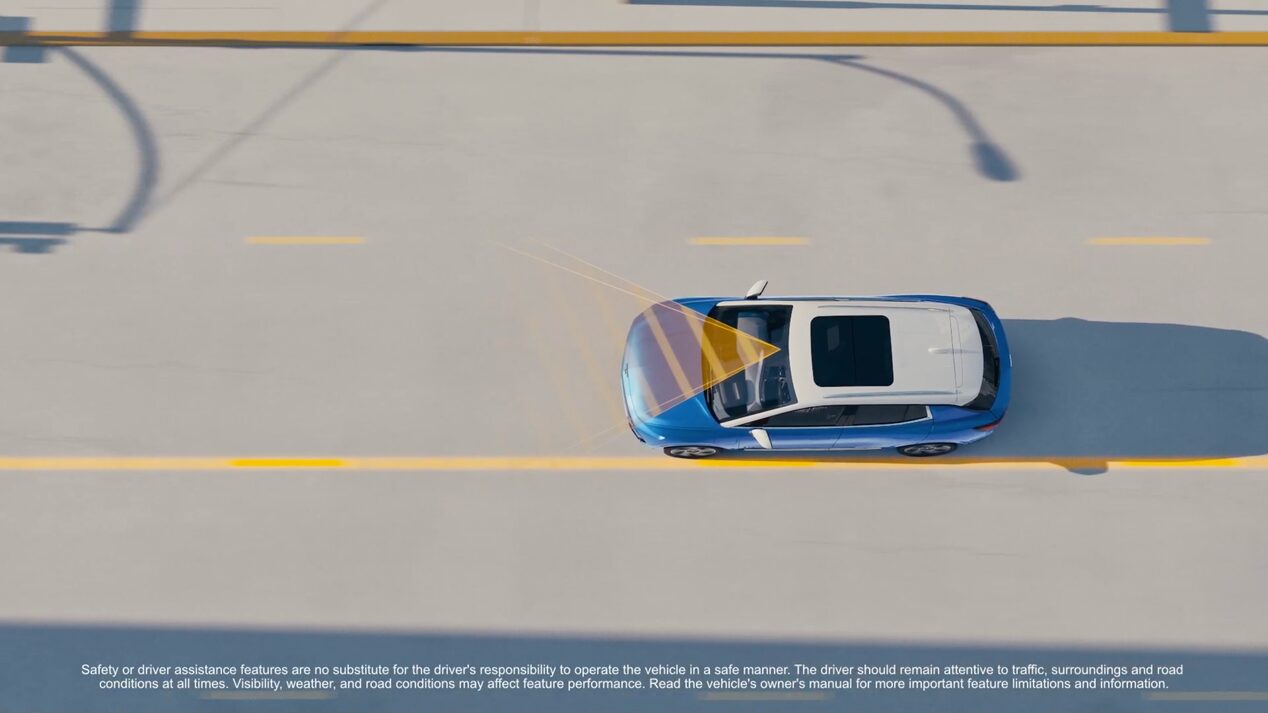 Overhead View of a 3D Image of a 2025 Chevy Equinox EV Diving Down the Road