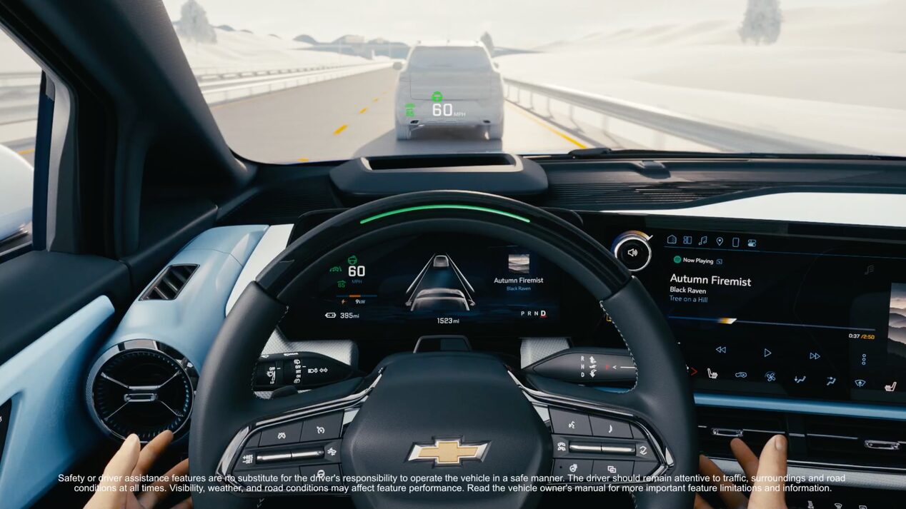 A Driver’s Seat View of a 2025 Chevy Equinox EV Driving Down the Road
