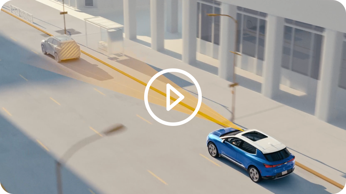 A 3D Image of a 2025 Chevy Equinox EV Measuring Distance to the Car in Front
