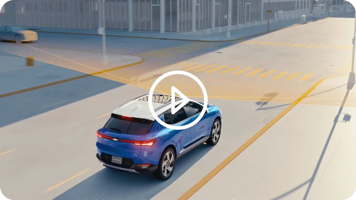 Rear Three Quarters View of a 3D Image of 2025 Chevy Equinox EV Driving Down the Road