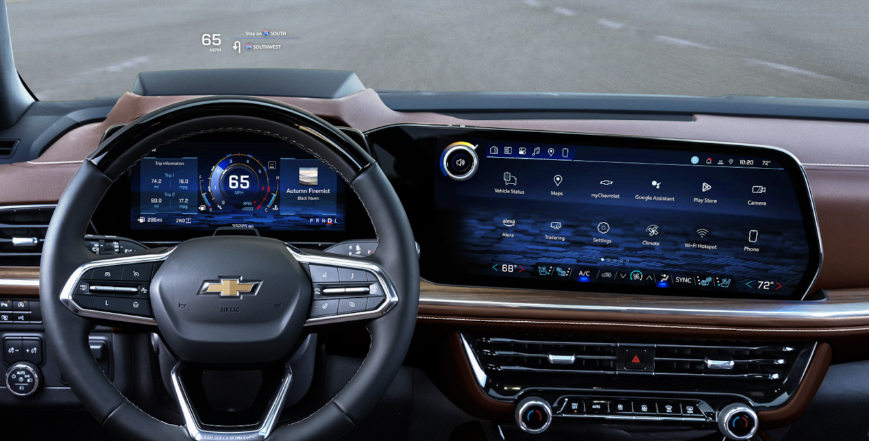 Steering Wheel and Touch Screen Display Inside the 2025 Chevy Suburban