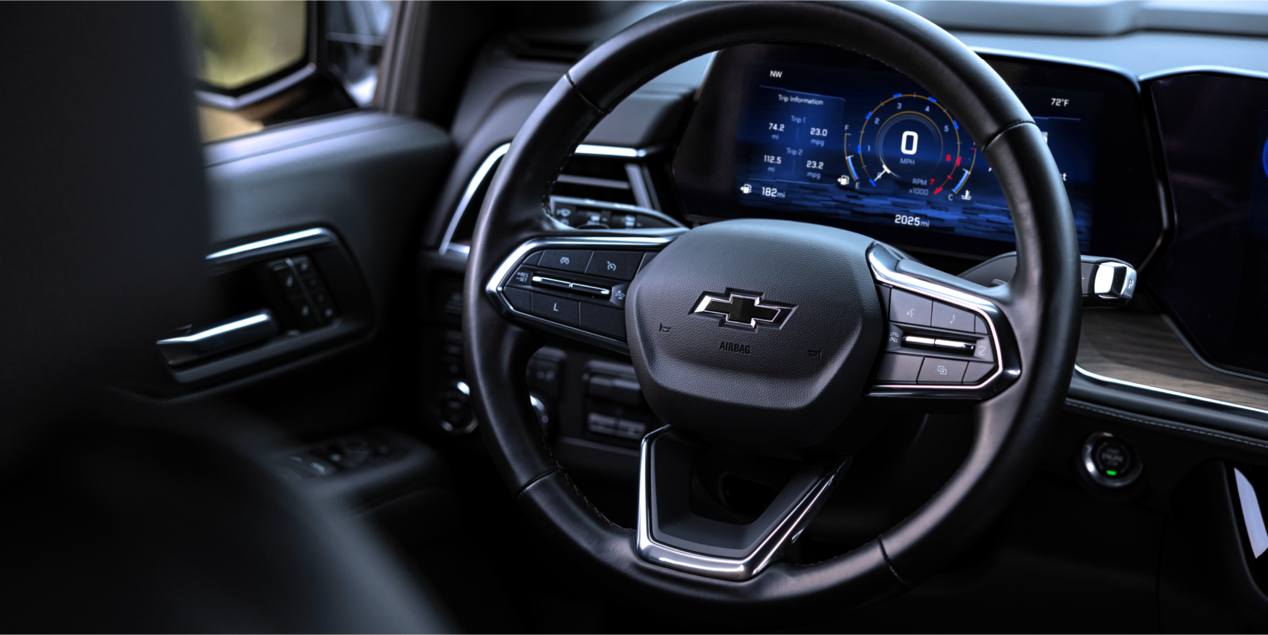 Close-up View of the 2025 Chevrolet Tahoe Steering Wheel