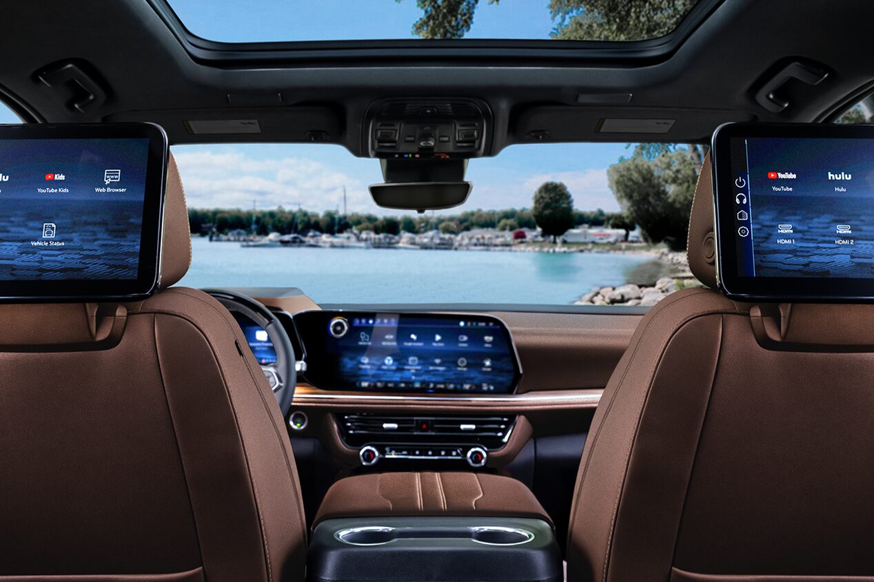 Interior View of the 2025 Chevrolet Tahoe SUV From the Back Seat Point of View