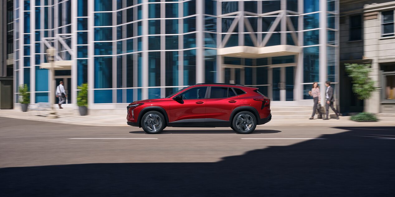 Chevy 2025 Trax Parked in Front of an Office Building