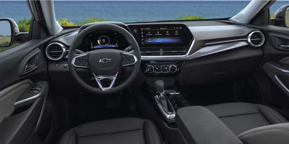 Front Dashboard and Steering Wheel Display Inside the Chevy 2025 Trax