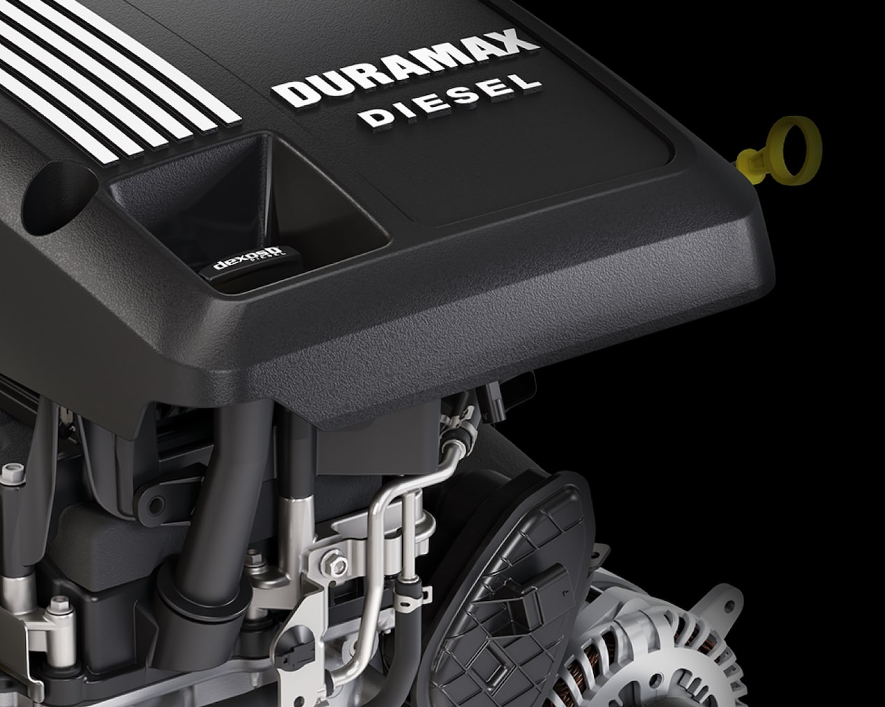 A Black Duramax 3.0L Turbo-Diesel I-6 Engine