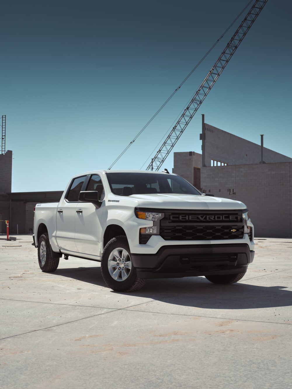 2026 Chevy Commercial Silverado Parked at a Job Site