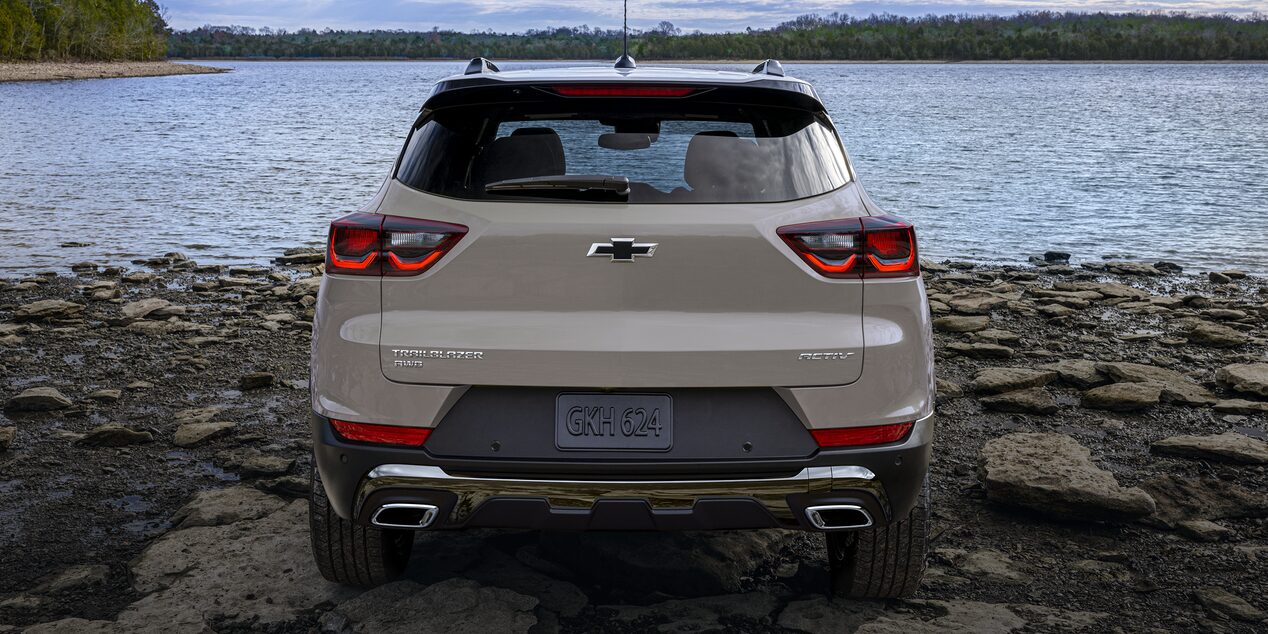 2026 Chevy Trailblazer Rear End View Parked with Lake in Background