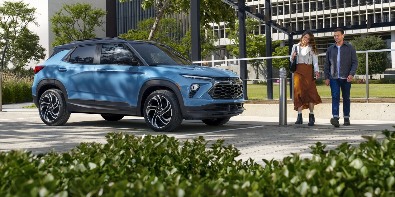 A Couple Walking Up to Their Parked 2026 Chevy Trailblazer