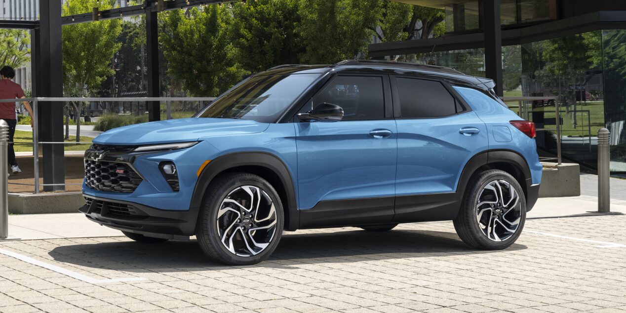2026 Chevy Trailblazer Parallel Park in Front of a Glass Building
