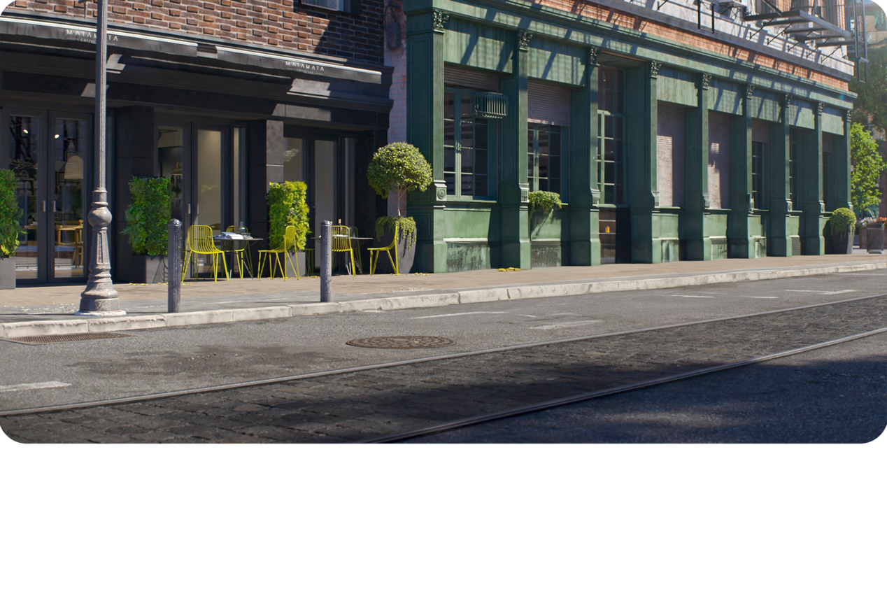Storefronts Lining the Street of a Town