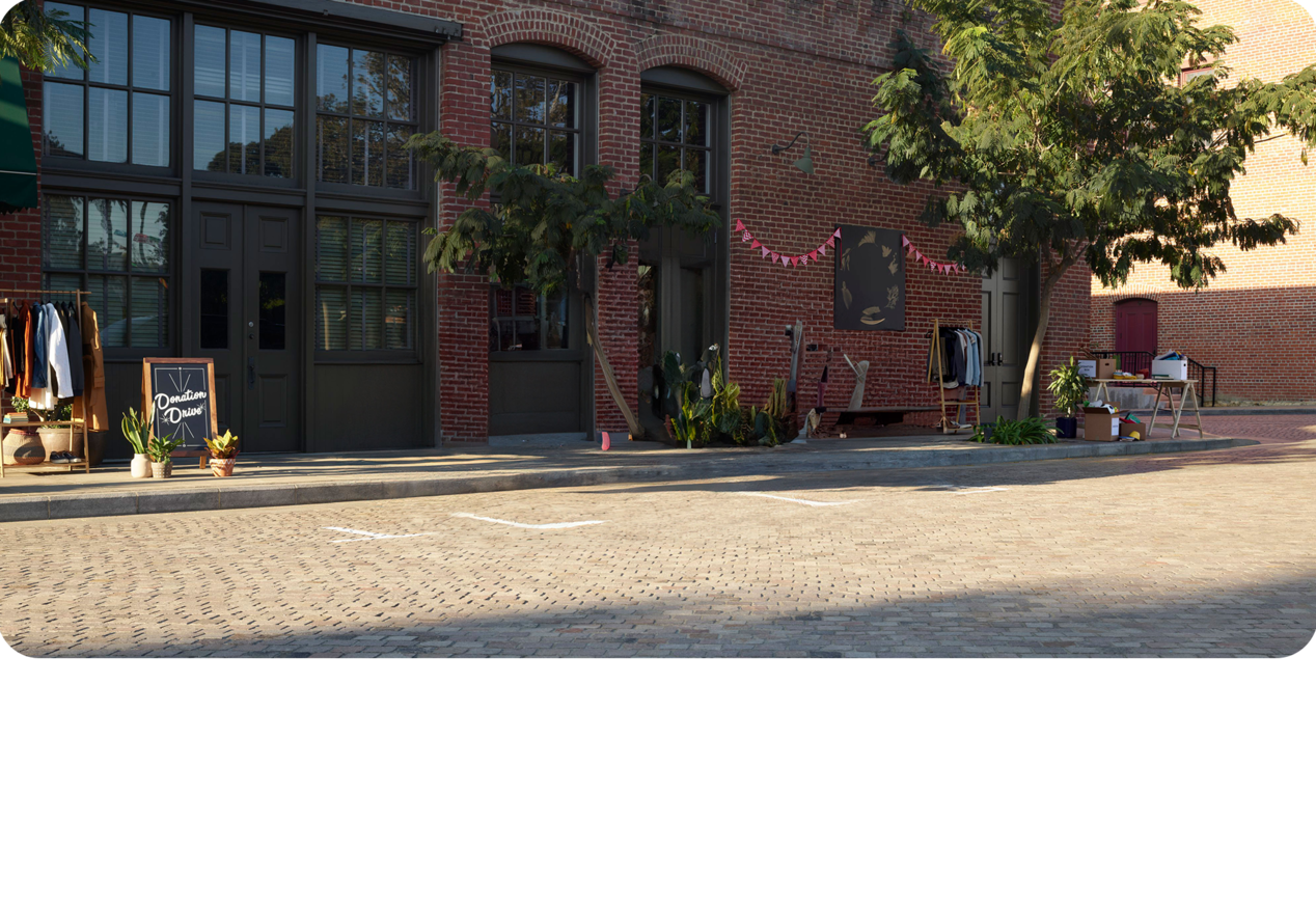 Brick Building with a Cobblestone Parking Lot