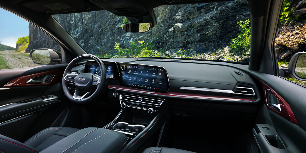 Birds Eye View of Interior Dashboard and Windshield Inside the 2026 Chevy Traverse