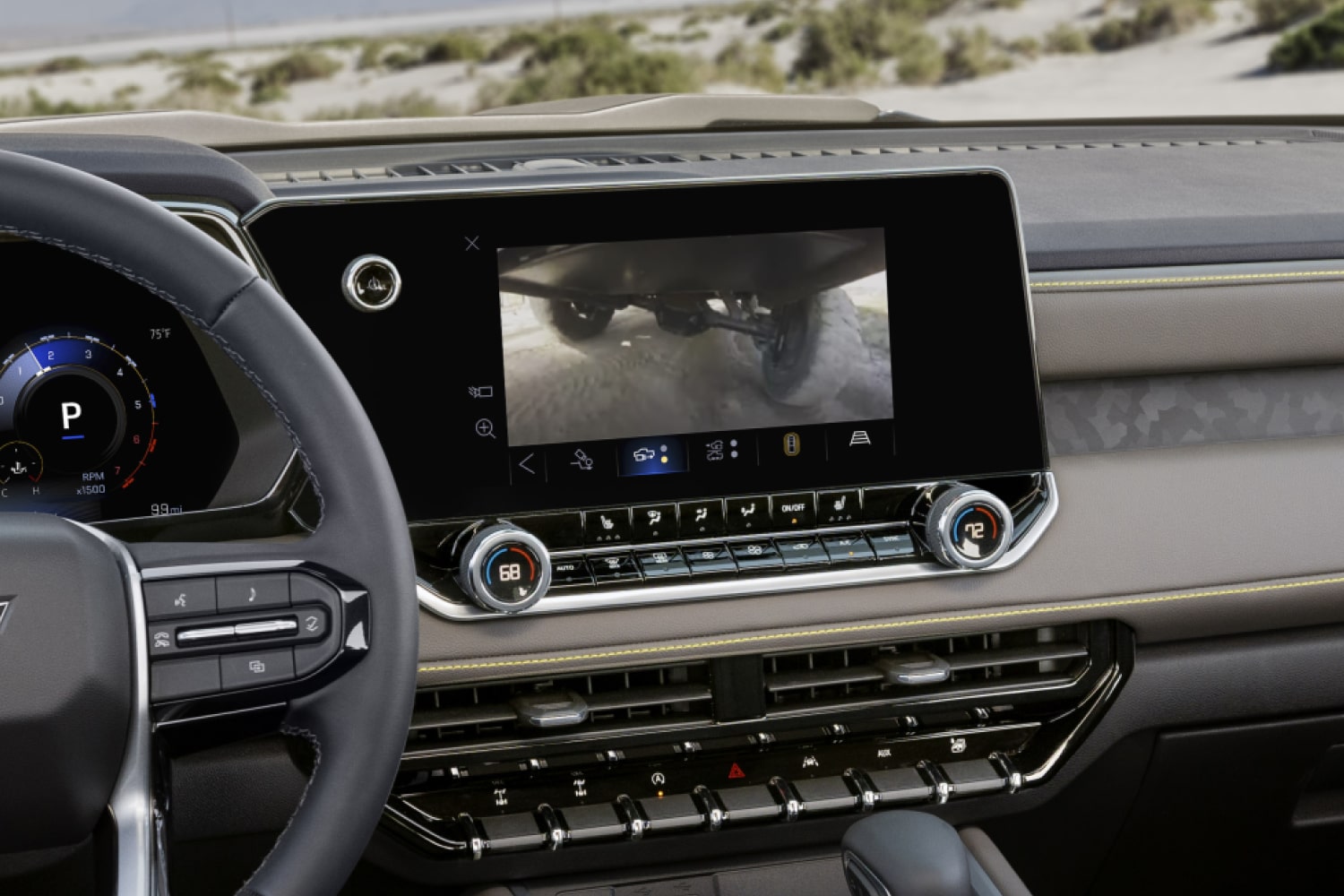 A View of the Display Dashboard Showcasing Rearview Camera Footage of 2026 Chevy Colorado